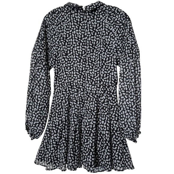Black & White Floral Fit and Flare Long Sleeve Dress Size S - Picture 3 of 6